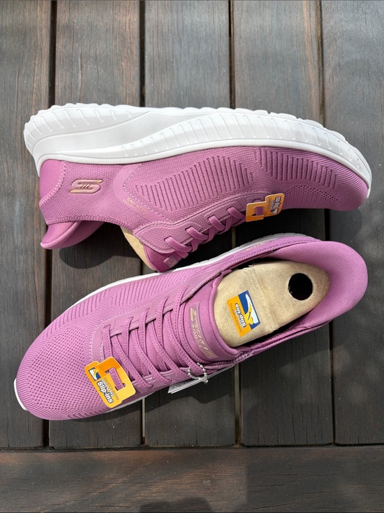 Skechers Shoes - Skechers Women's Mauve Slip-On Knit Sneakers with White Sole